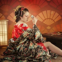 japanese plum flower kimono outer garment costume beautiful woman dress japanese performance kimono woman shoot clothing