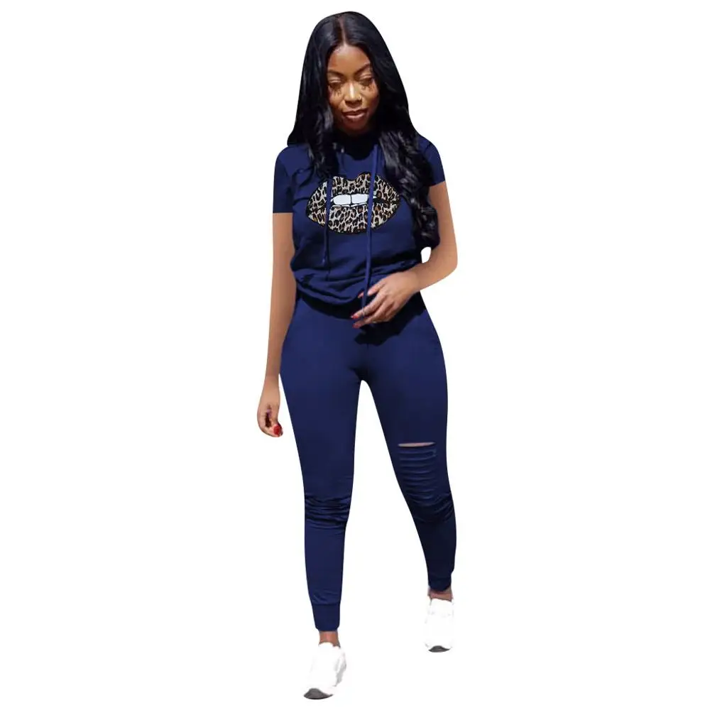 2020 модный сексуальный облегающий женский костюм с леопардовым принтом губ топ