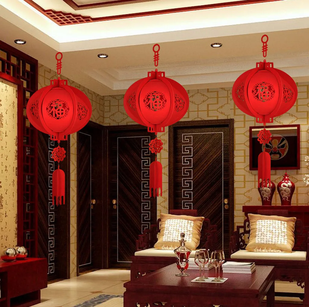 Новогодние декоративные фонари из нетканого материала трехмерные