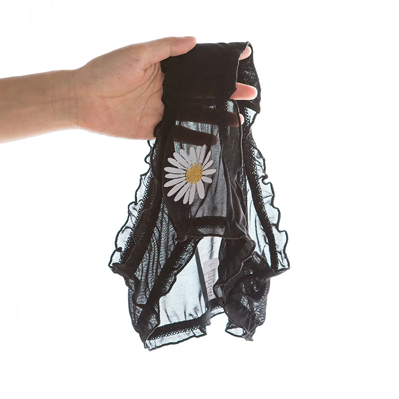 Трусики женские кружевные с оборками прозрачные хлопковые трусики-брифы модное