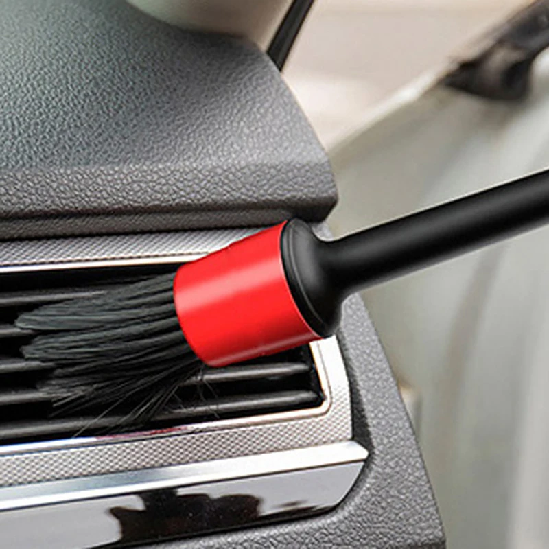 

1pc/5pcs Car Cleaning Brush Natural Wild Boar Detailing Hair Brushes Tools Car Wheels Dash-Styling Accessories