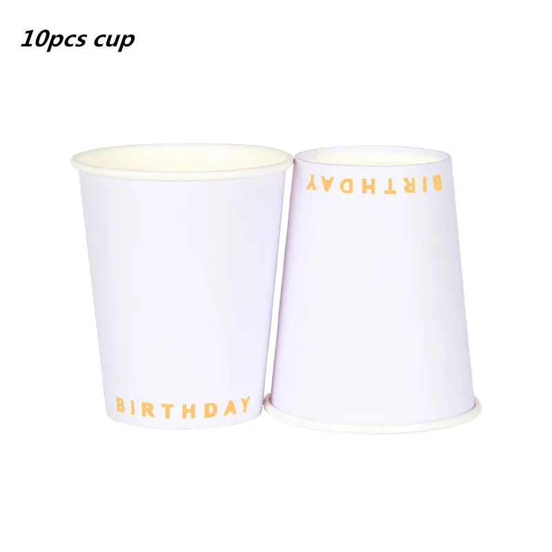 10pcs cup 10 шт. золотые вечерние одноразовые столовые приборы, чашки шампанского, соломинки, 1st день рождения, вечерние принадлежности для детей - Цвет: 10pcs cup