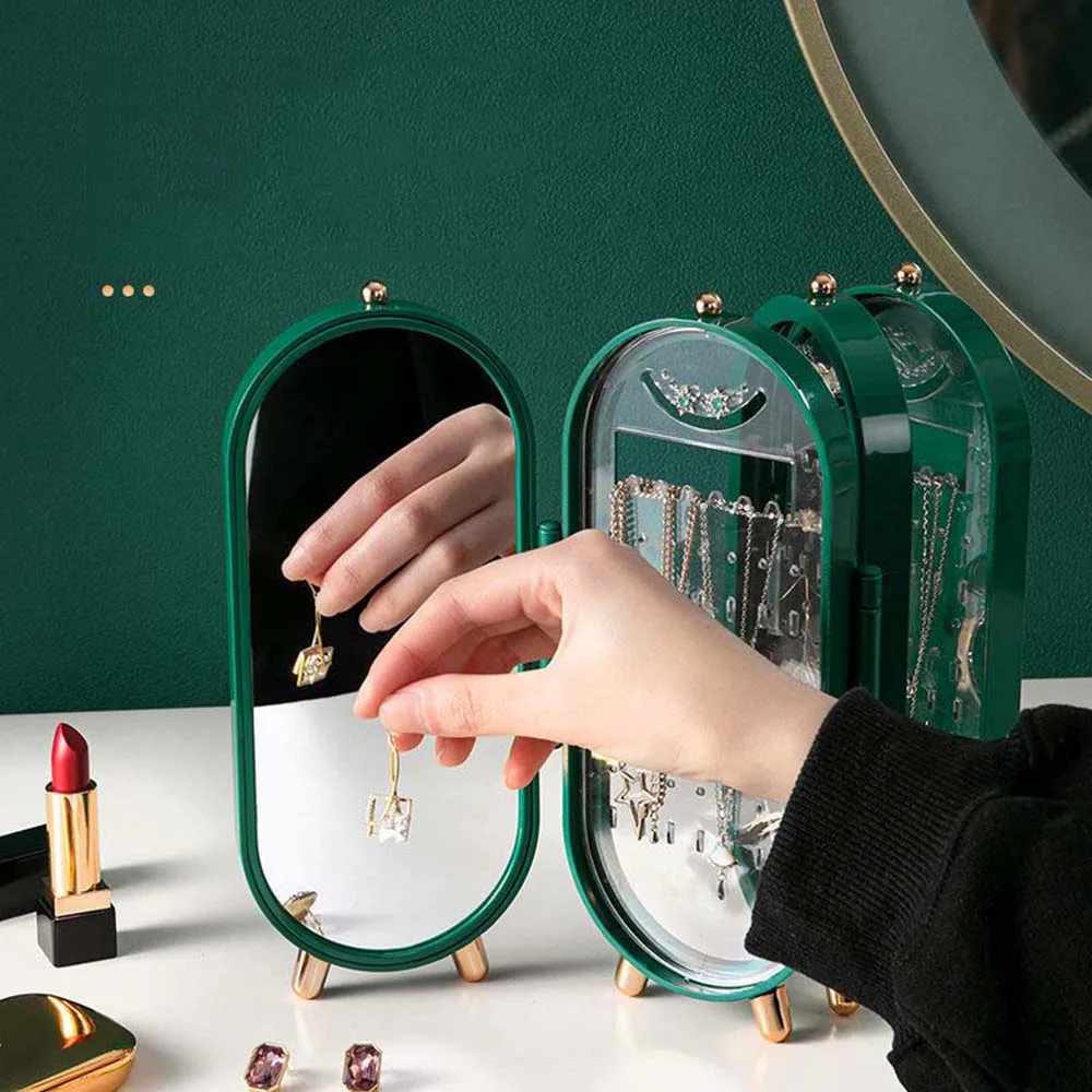 

4 Doors 240 Holes Foldable Portable Jewelry Storage Box Earrings Display Stand Dustproof Bracelet Necklace Organizer Plastic Box