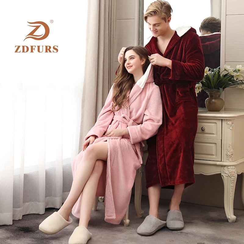 ZDFURS* зимний длинный фланелевый Халат большого размера 100 кг, утепленный теплый халат для женщин, женские длинные кимоно для мужчин