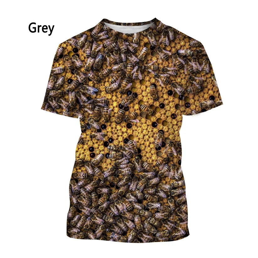 

2021 Honey Bee 3D T-shirt Men's and Women's Summer Fashion Casual Short-sleeved Animal Shirt Print T-shirt