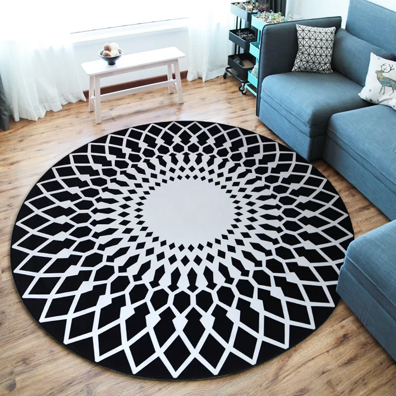 

Nordic round carpet play area Rugs Abstract beside sofa table non-slip mat bedroom Living Room washable door mat home decoration