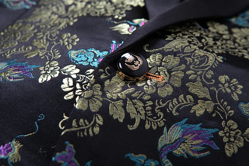 

New Vintage Blazer Men Dragon Printing Chinese Style Slim Fit Male Casual Oversize Jacket Floral Personality Blazer Suit