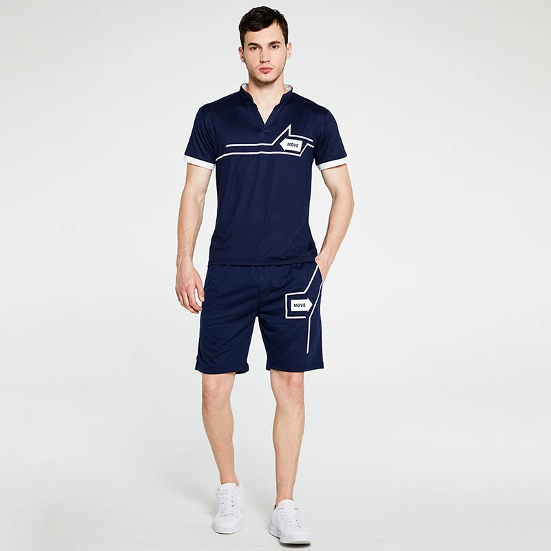 Модный мужской летний свободный спортивный костюм с принтом и коротким рукавом
