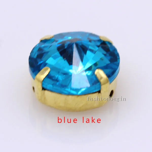 blue lake Партиями по 6/8/10/12/14/16/18/25mm 24 цветов Круглый стакан Rivoli камень Пришить с украшением в виде кристаллов Стразы Золотой на кнопках в виде лапы для изготовления одежды - Цвет: blue lake