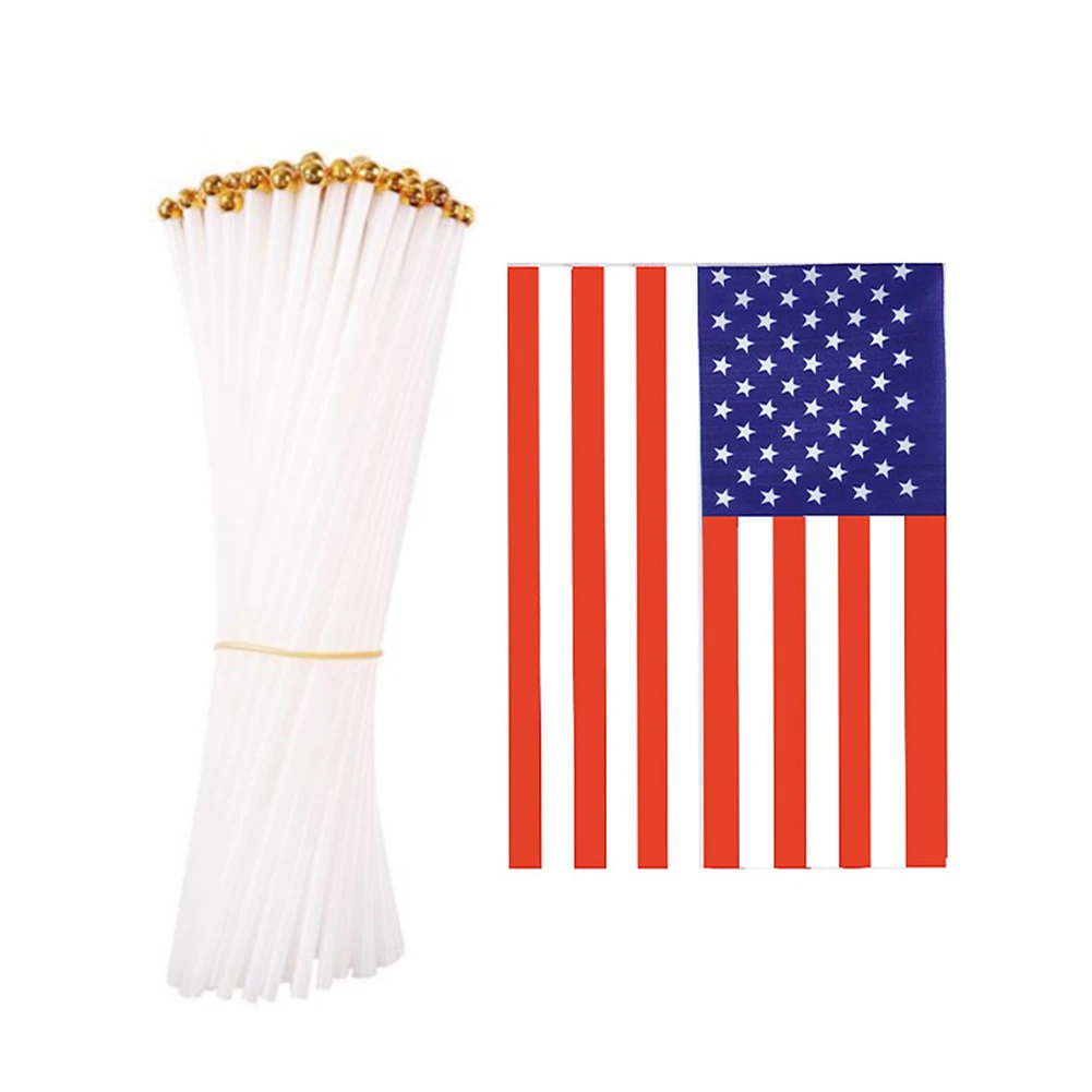 10 шт. американский флаг 5x8 дюймов ручной мини ensign 11 длинный полюс США баннер | Дом и