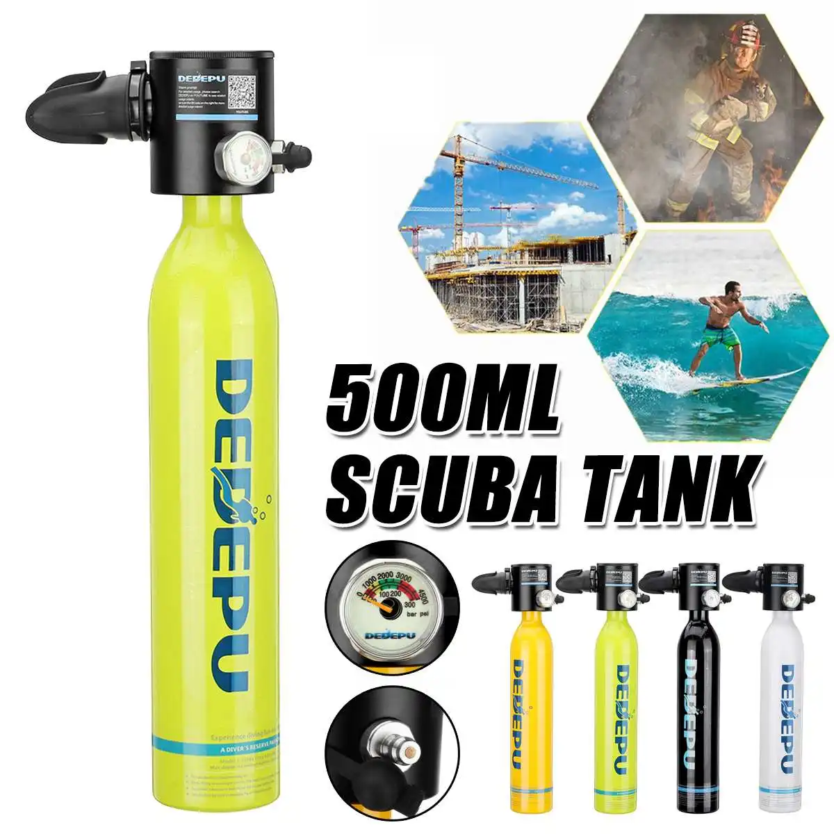 

0.5L DEDEPU Scuba Diving Tank Portable Oxygen Cylinder Dive Respirator Air Tank Underwater Breathing Diving Equipment Tool Set