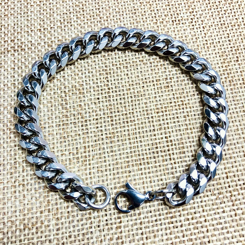 Высококачественные браслеты из нержавеющей стали для мужчин, хип-хоп, 7 мм, кубинский Li цепи nk, ручная работа, цепи NK, женские готические украшения