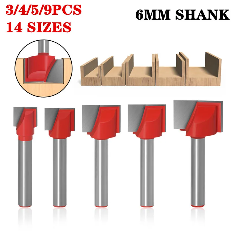 3/4/5/9PC 6mm Shank Cleaning Bottom Wood Router Bit Tungsten Carbide End Mill Woodworking Tools Milling Cutter Cheap Price | Инструменты