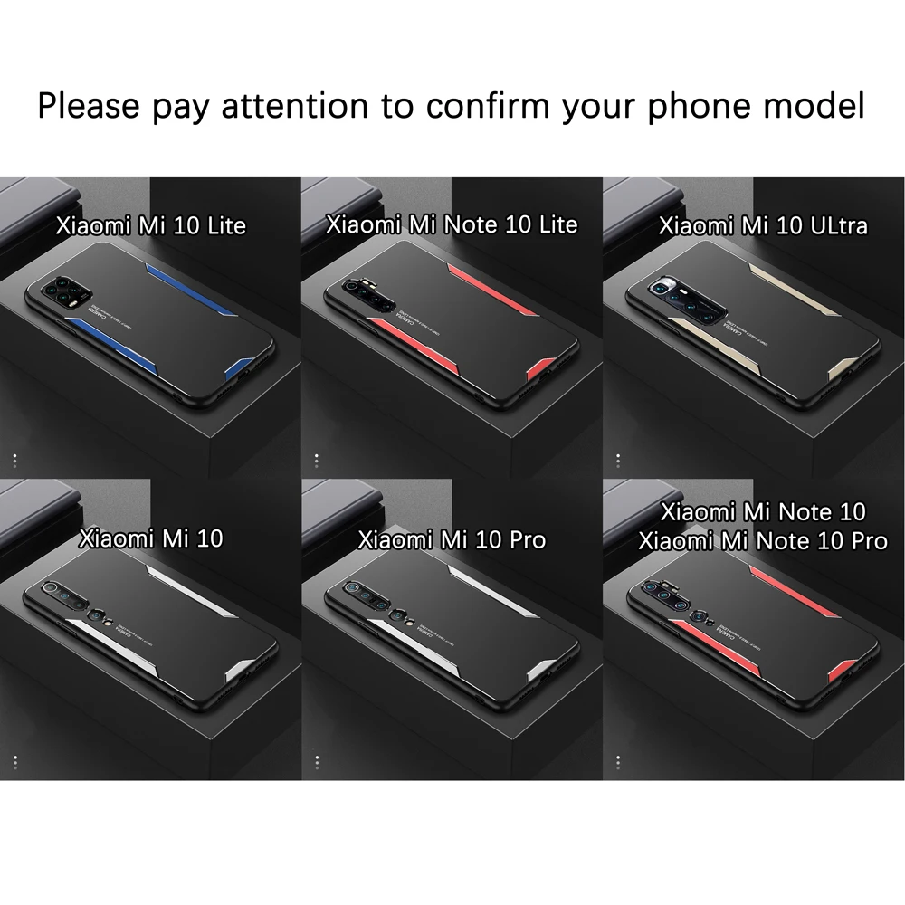 

Phone Case for Xiaomi Mi 10 Ultra Case Cover Metal Back Panel TPU Silicone Frame Case for Xiaomi Mi 10 Ultra Note 10 Lite Pro