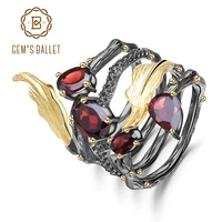 gems ballet 2 75ct natural red garnet gemstone finger ring 925 sterling sliver vintage gothic rings for women fine jewelry