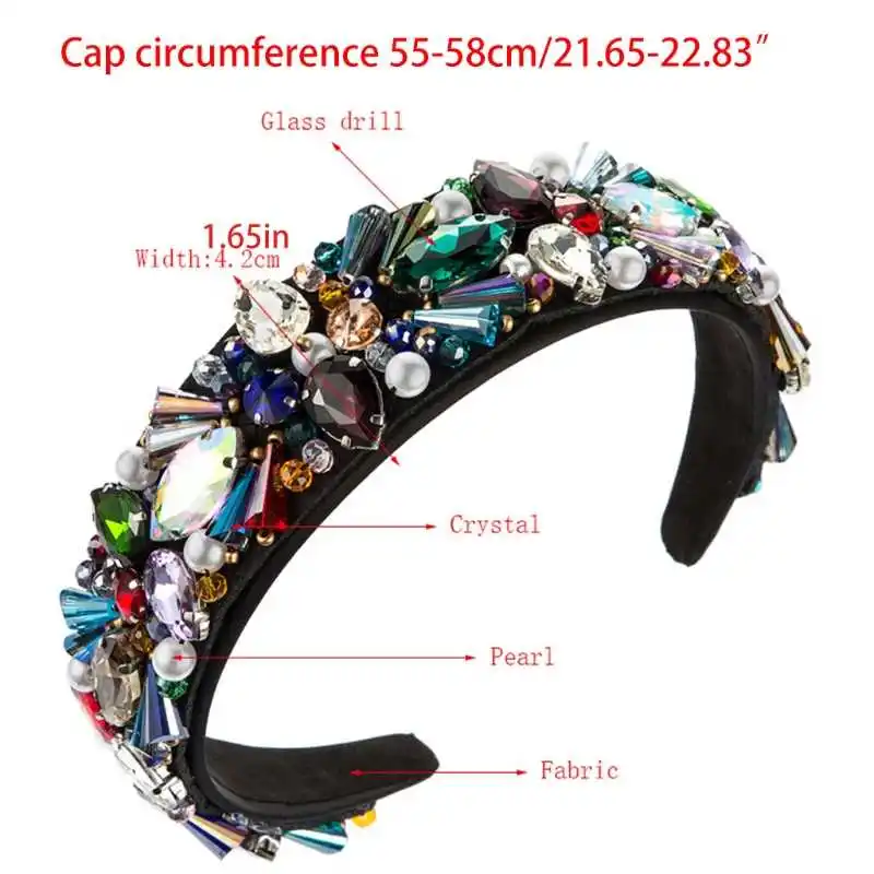 

retro-luxurious colored crystal pearl jewellery hair ring 649c