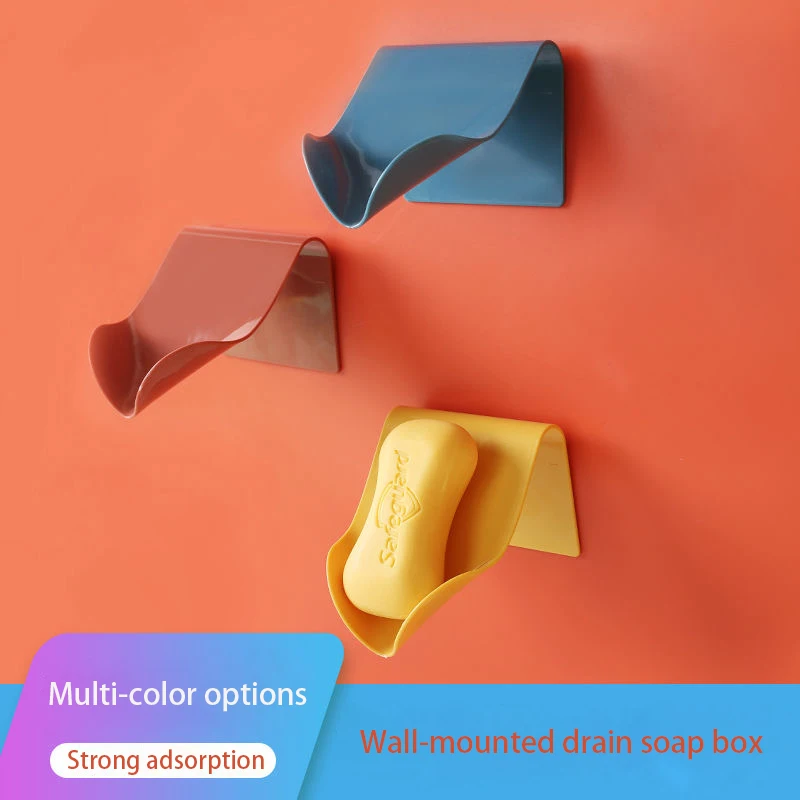 

Multi-Color Options Strong Adsorption Wall-Mounted Drain Soap Box Funnel Type Quick Drain Box Keep The Soap Dry Bathroom