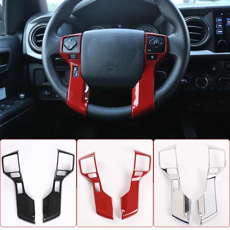 

Car Steering wheel Button Frame Cover Trim Sticker ABS Carbon Fiber For Toyota Tacoma 2016-2020 Tundra Sequoia Car Accessories