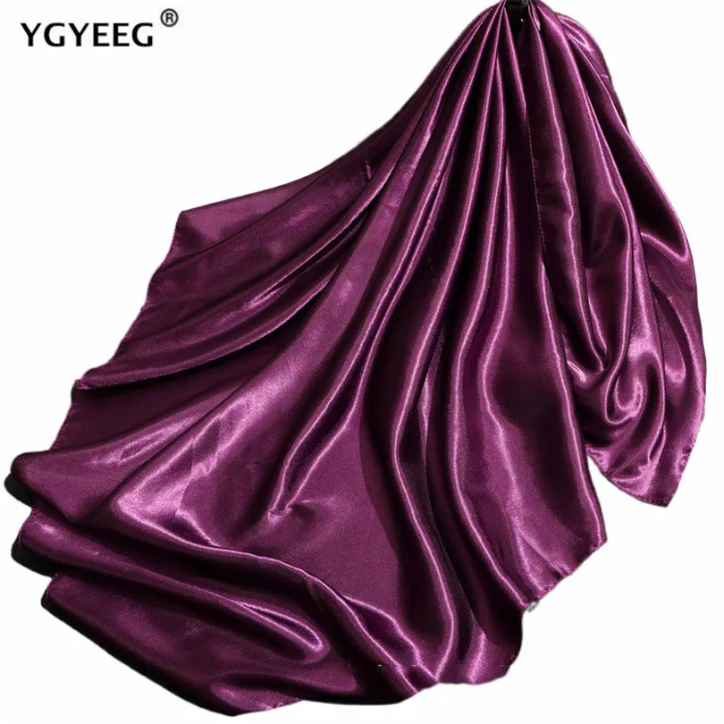 

YGYEEG Solid Color Neck Hair Band Foulard Square Small Headband Neckerchief Bandana 90cm Large Satin Ladies Shawl Wholesale