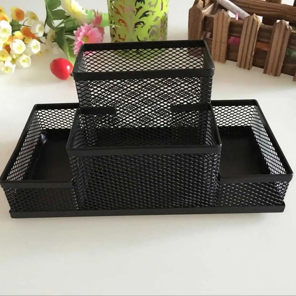 

Creative Black Plastic Pen Holder Multifunctional Hollow Bucket Desktop Student Office Organizer Boxes Makeup Box U5Q5
