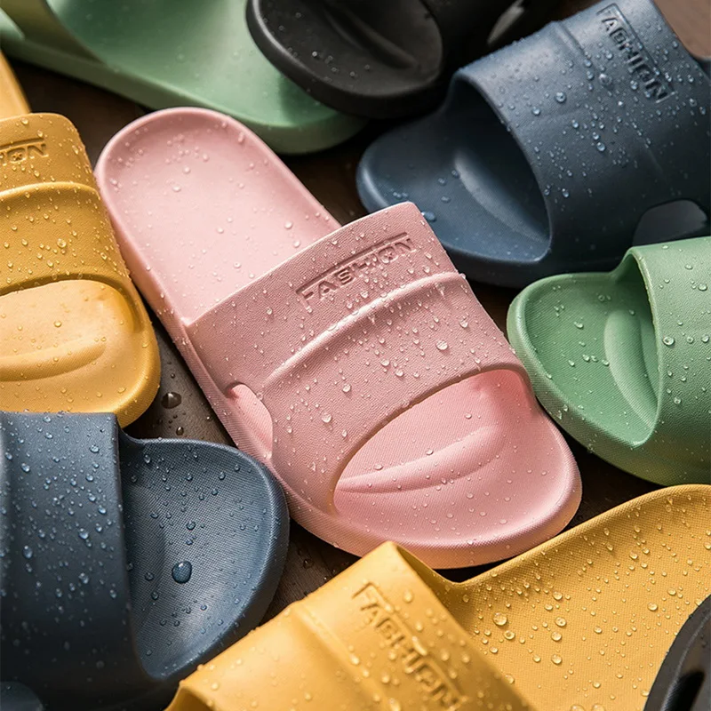 

2021 New Slippers Women Summer Thick Bottom Indoor Couples Home Bathroom Non-slip Soft Slippers Floor Flat Shoes Slide Sandals