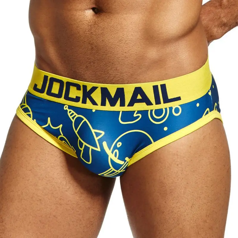 Трусы брифы Jockstrap мужские с мультяшным рисунком нейлоновые пикантные трусы для