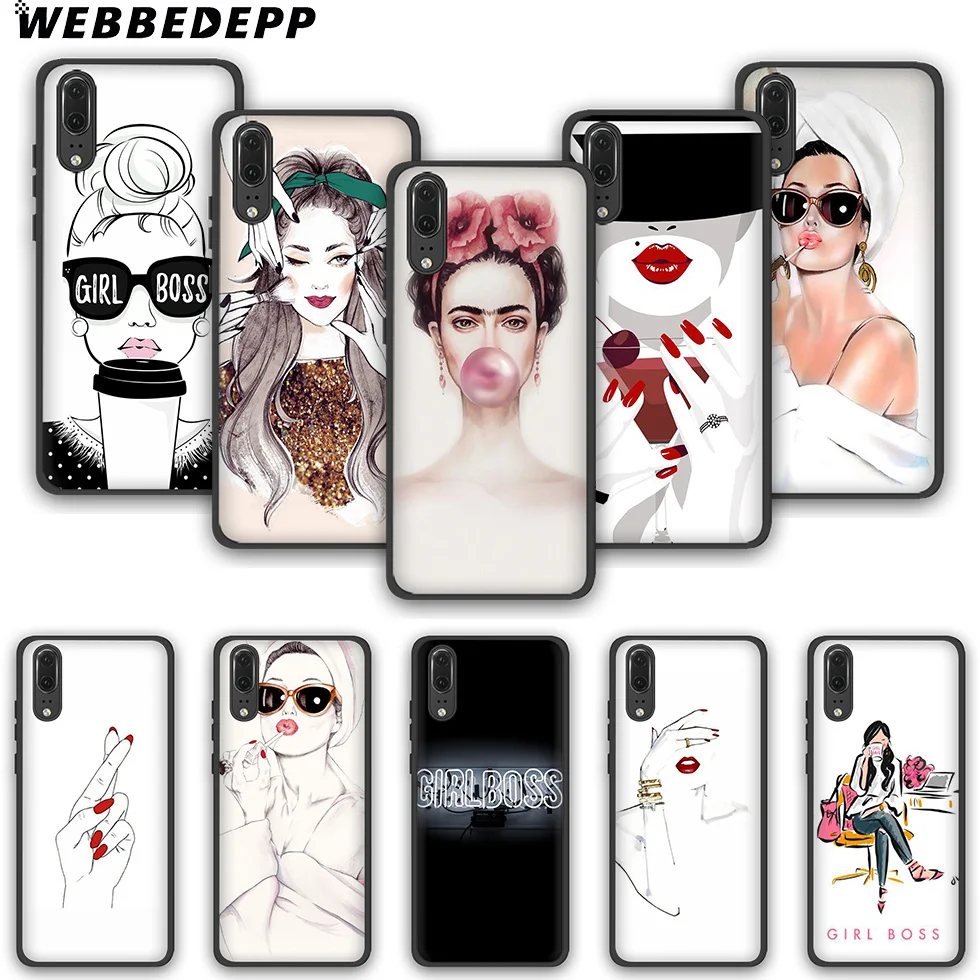Модный мягкий чехол для телефона WEBBEDEPP Girl Boss Huawei P10 P20 P30 Lite Pro Y6 Y7 Prime 2018 Y9 2019 |