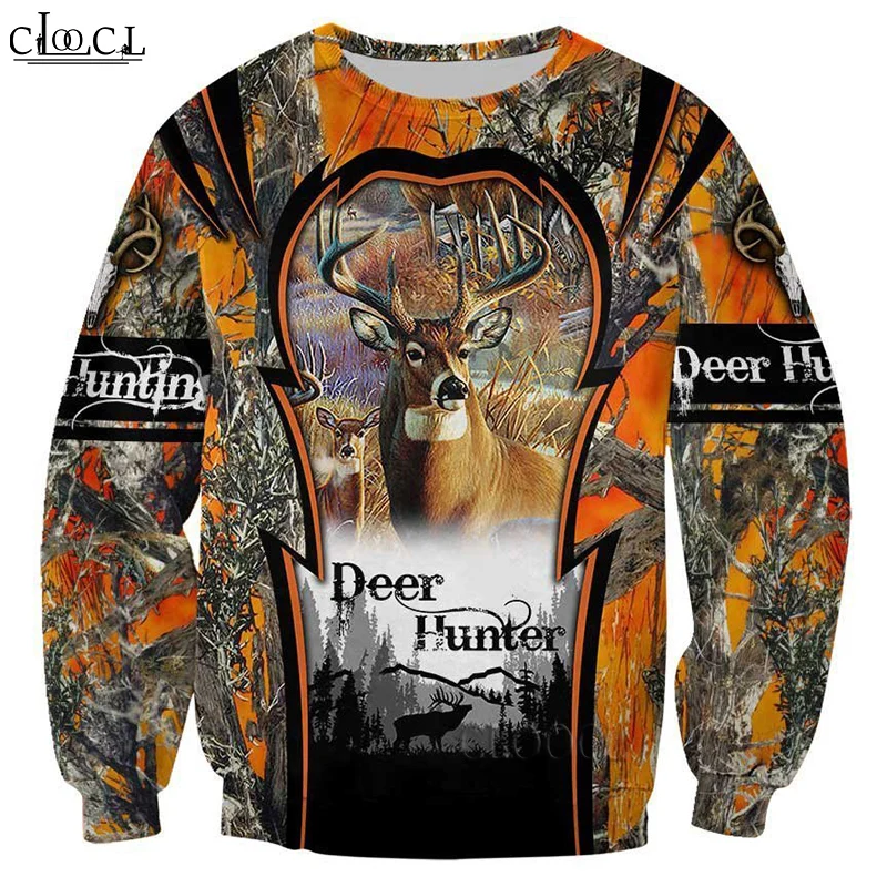 

HX Newest Popular Animal Deer Hunting 3D Print Men Women Sweatshirt Fashion Hip Hop Long Sleeve Harajuku Wild Tops Drop Shipping