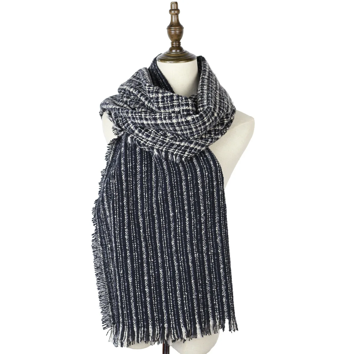 Зимние теплые шали шарфы длинные палантины мягкий пэчворк тканый палантин