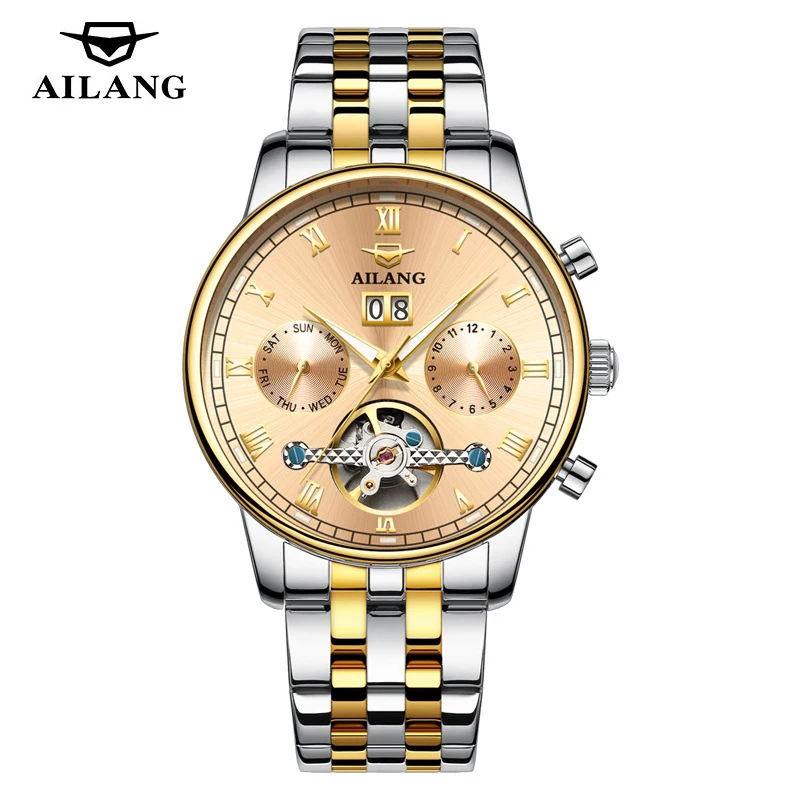 Fashion Business Automatic Watch Stainless Steel Waterproof Mens Tourbillon Mechanical Sport Watches Relogio Masculino