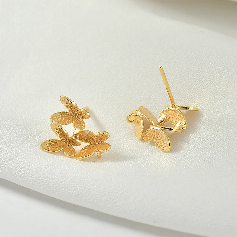 Серьги-гвоздики ручной работы с медным покрытием из настоящего золота 18 карат