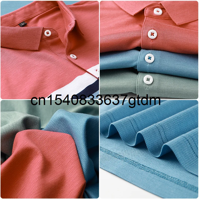 

Spring 2021 new men's plus size business casual Lapel stripe short sleeve T-shirt