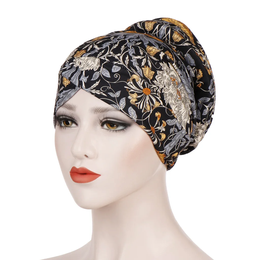 

2021 Trendy Suede Turban Caps for Women Plain Color Muslim Hijab Scarf India African Head Wraps Turbante Mujer Headscarf Bonnet
