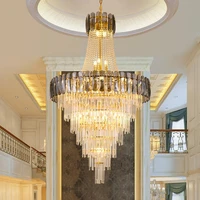 luxury duplex crystal chandelier lighting modern gold led chandeliers home decor living room hall stair lamp