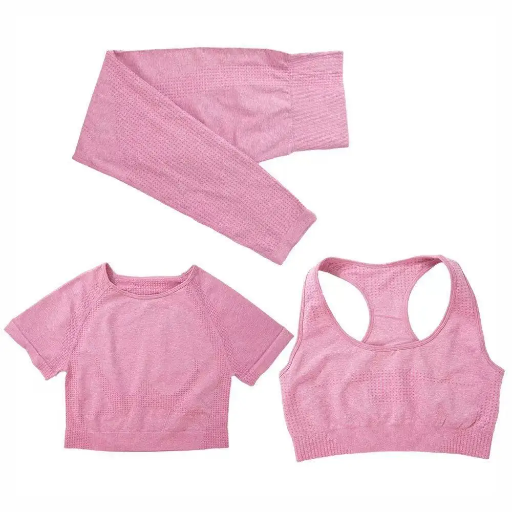 

Бесшовный Женский комплект для йоги, тренировочная спортивная одежда, одежда для спортзала, фитнес, леггинсы с высокой талией, короткий топ ...