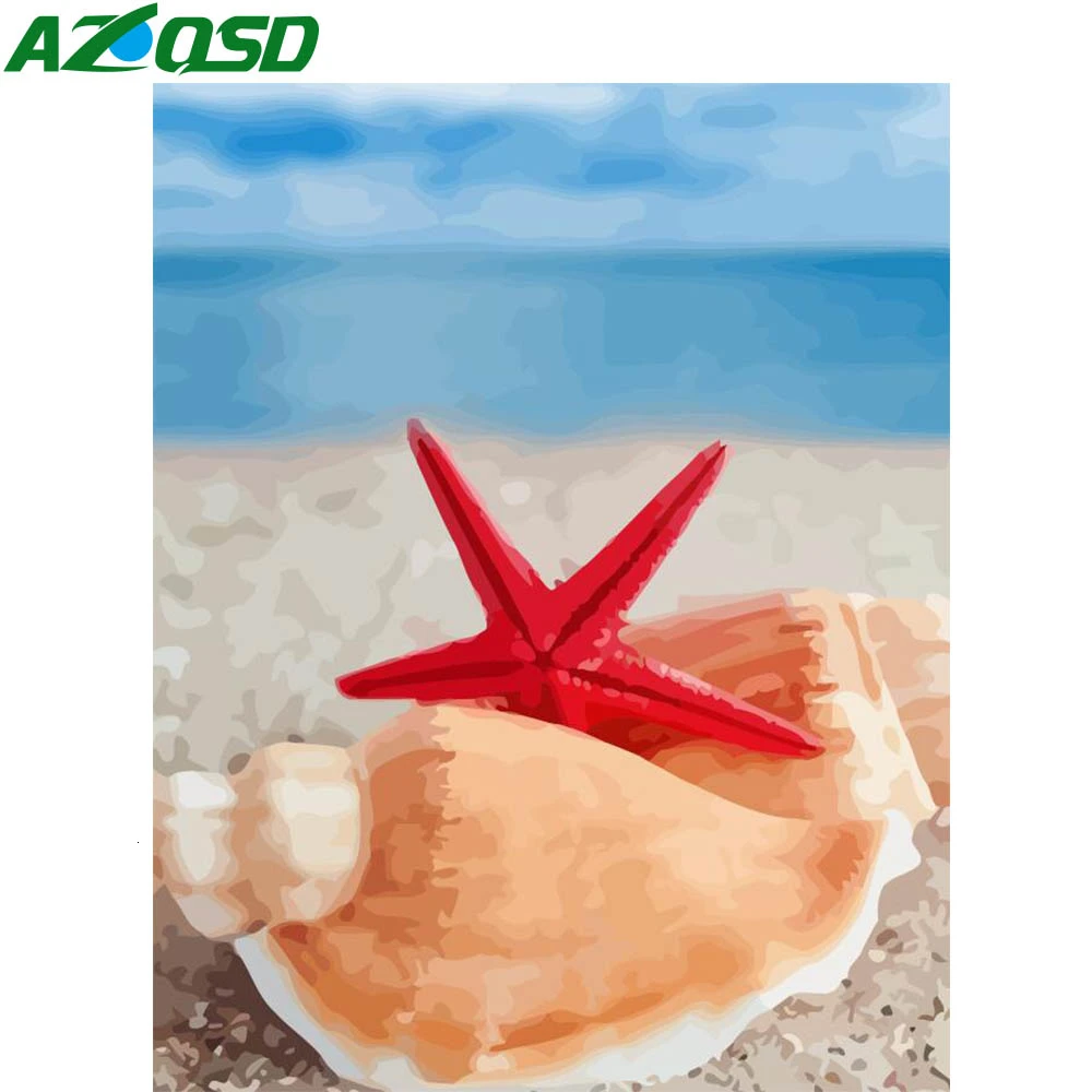 Раскраска по номерам AZQSD для взрослых сделай сам рама морская звезда Декор дома