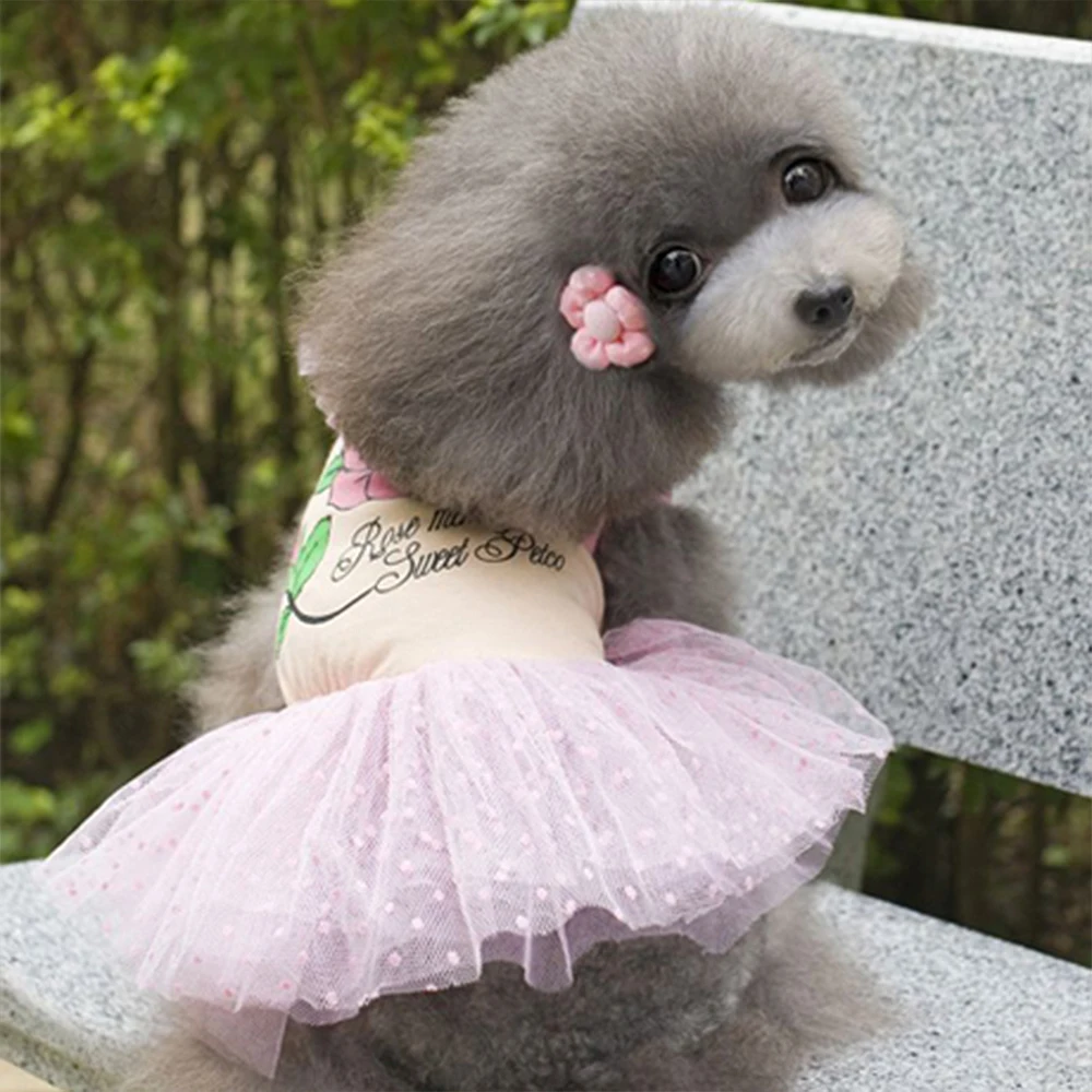 Платье для маленьких собак причудливое искусственное с рисунком розы весны лета