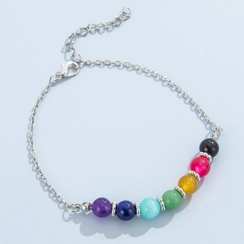 

Aprilwell Cute Colorful Charm Bracelet For Women Wrist Chain Rainbow Armband 2021 Aesthetic Silver Color Chain Jewelry