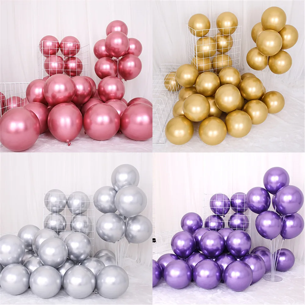 

15pcs 10 inch Chrome Metallic Latex Balloons Metal Gold Silver Blue Balloon Wedding Birthday Party Decorations Kids Toys Globos