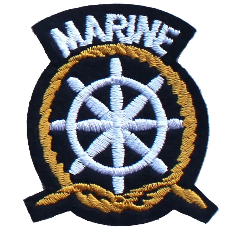 Клейкая вышивка тканевая наклейка A406 значок морской якорь руль корабля веревка