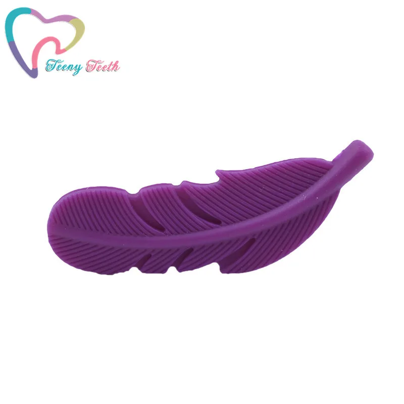 Cuentas de silicona de pluma para mordedores de beb&eacute;, collar masticable sin BPA, colgante de dentici&oacute;n de grado alimenticio, regalos de ducha, 3 uds.-3