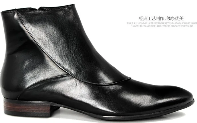 Ботильоны Botas Hombre Короткие мужские туфли с высоким берцем Кожаные острым носком