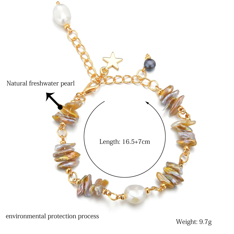 НОВЫЕ геометрические браслеты с натуральным жемчугом неправильной формы для