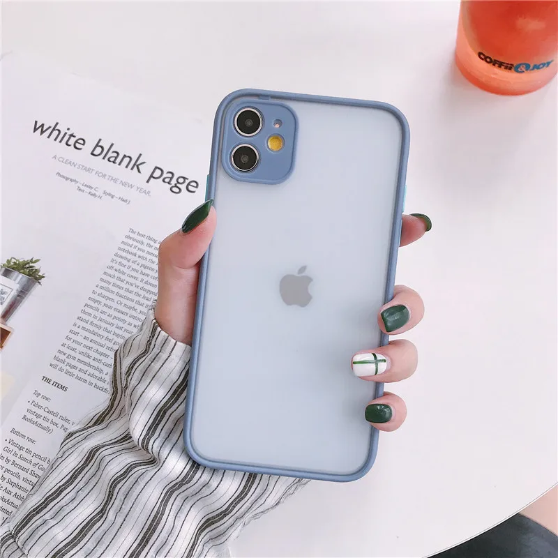 

Simple Transparent Contrasting Border Drop-Resistant Cell Phone Case iPhone 8 Plus Case iPhone 11 Case iPhone X Case