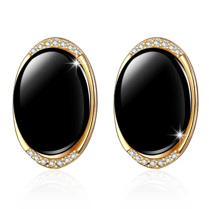 gold black MAIKALE классические круглые серьги-гвоздики из керамики с кубическим цирконием, позолоченные серебряные серьги высокого качества для женщин, подарки для друзей - Окраска металла: gold black
