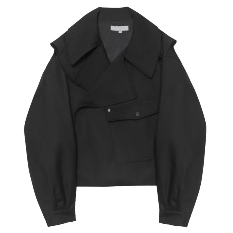 

Fit Big Loose Size Big Pockets Jacket New Notched Collar Long Sleeve Women Coat Fashion Tide Autumn Winter 2021 1DD3922