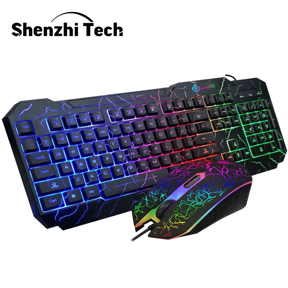 2021 Gaming Keyboard and Mouse Computer Keyboard RGB Backlit Black Mechanical Feeling 104 Keys for PC Laptop Computer Work pc computer gaming mechanical backlit keyboard hyperx alloy fps pro cherry mx red cyber sports