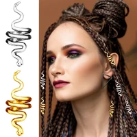 5pcs snake spiral silver metal hair rings charms hair braid dreadlock beads clips cuffs rings jewelry clasps accessories