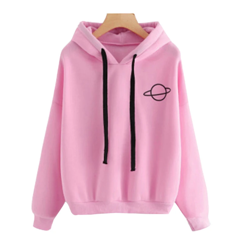pink Vertvie/осенне-зимняя толстовка с капюшоном, Женская однотонная Повседневная Толстовка с принтом, Женский пуловер, желтые толстовки с длинными рукавами, женские топы - Цвет: pink