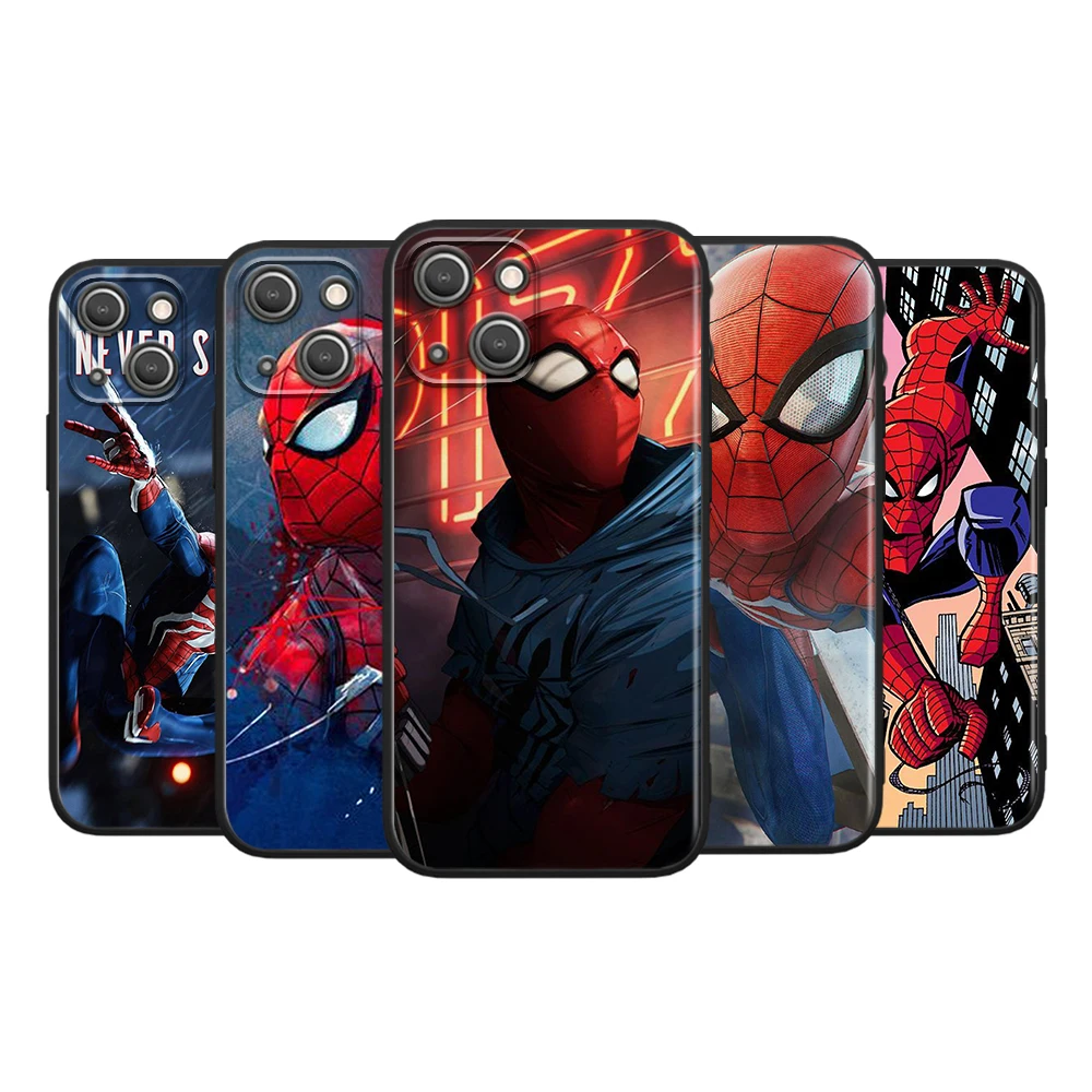 

Marvel SpiderMan Avengers For Apple iPhone 13 12 Pro Max Mini 11 Pro XS Max X XR 6 7 8 Plus 5S SE2020 Black Phone Case